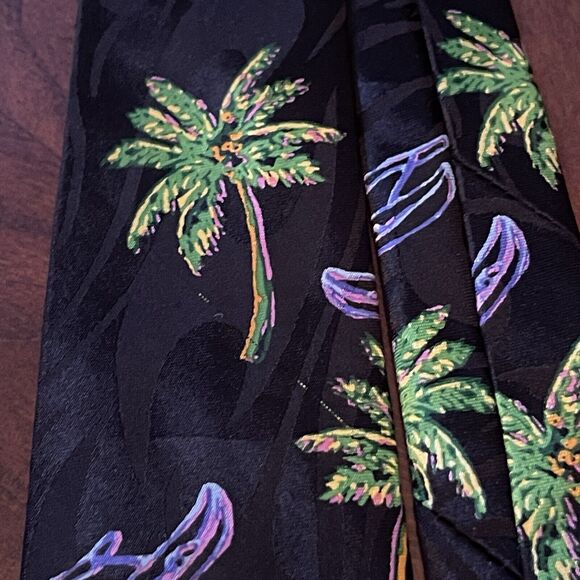 Vintage Steve Harris HandMade Polyester Made In Korea palm tree Canoe Print - Picture 4 of 10